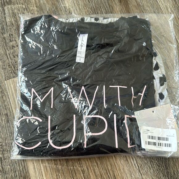 Fashion Nova I'm with Cupid Pajama Shorts Set Black/combo Size Small NWT - Picture 4 of 5